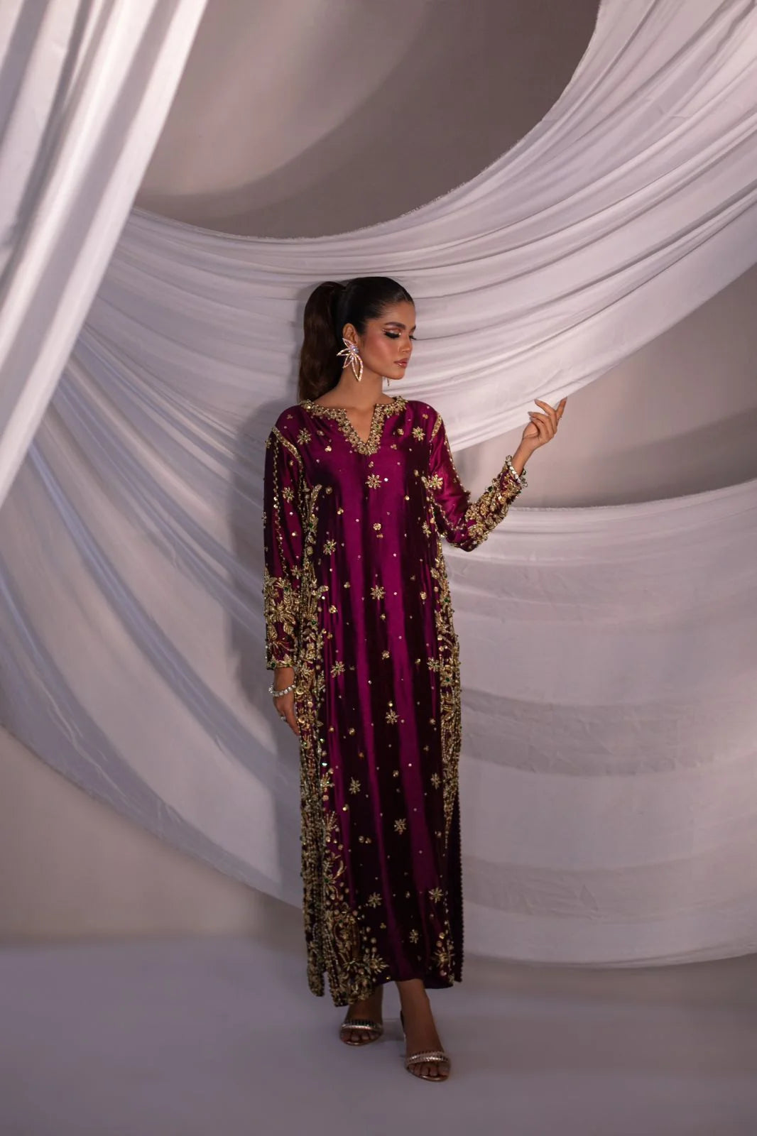 02 – Maroon Embroidered Formal Dress for Women