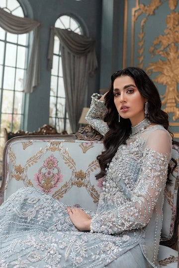 ADELA – Ice Blue Embroidered Formal Suit for Women