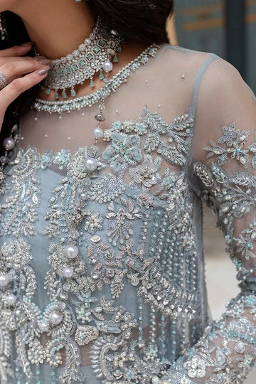 ADELA – Ice Blue Embroidered Formal Suit for Women