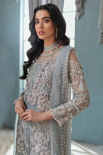 ADELA – Ice Blue Embroidered Formal Suit for Women