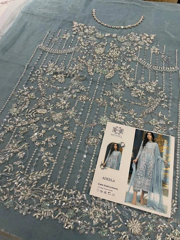 ADELA – Ice Blue Embroidered Formal Suit for Women