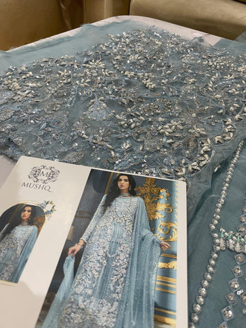 ADELA – Ice Blue Embroidered Formal Suit for Women