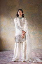 Hoorain – White Embroidered Formal Suit for Women