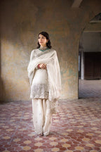 Hoorain – White Embroidered Formal Suit for Women