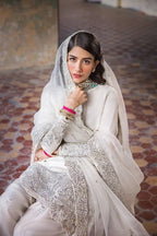 Hoorain – White Embroidered Formal Suit for Women