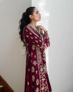 Mah-e-Gul – Maroon Embroidered Pakistani Formal Suit for Women