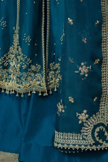 Rumi – Teal Blue Embroidered Formal Suit for Women